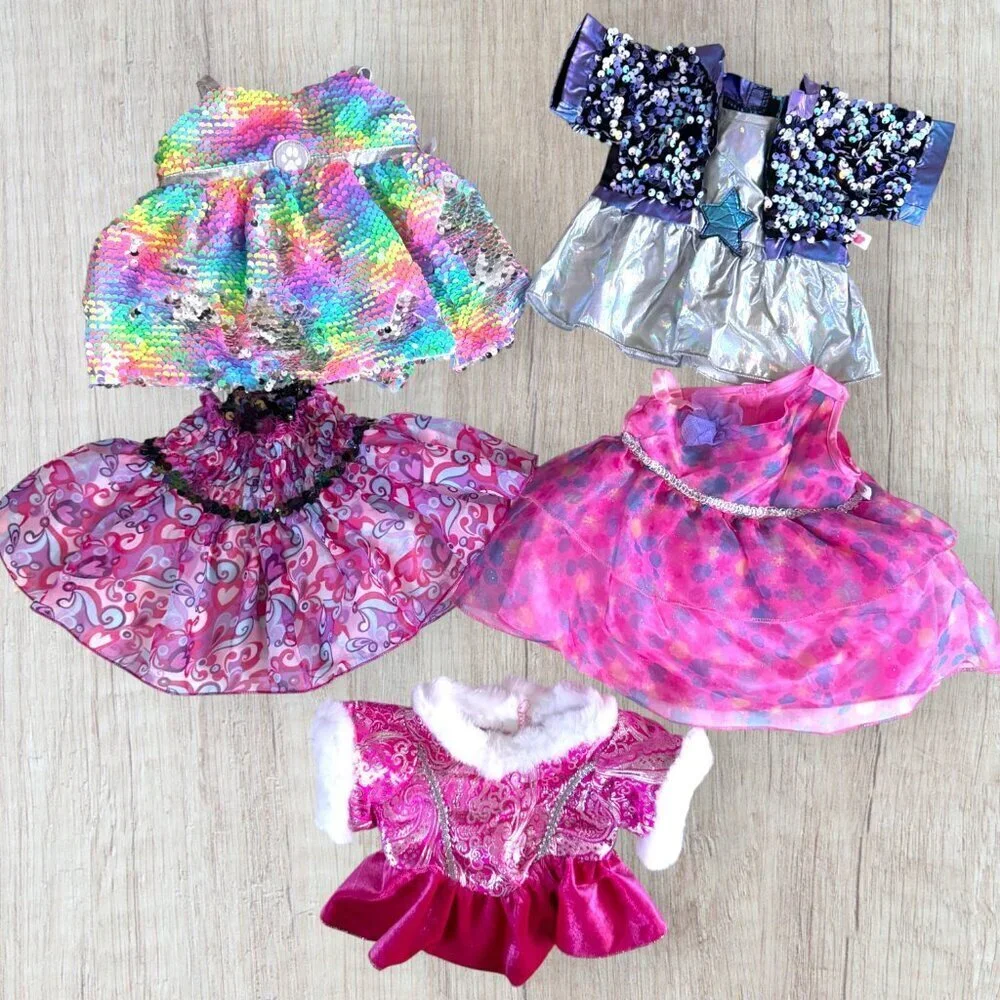 BABW Build A Bear Workshop Dress 5 Sequin Rainbow Tulle Holiday Party Fancy BAB